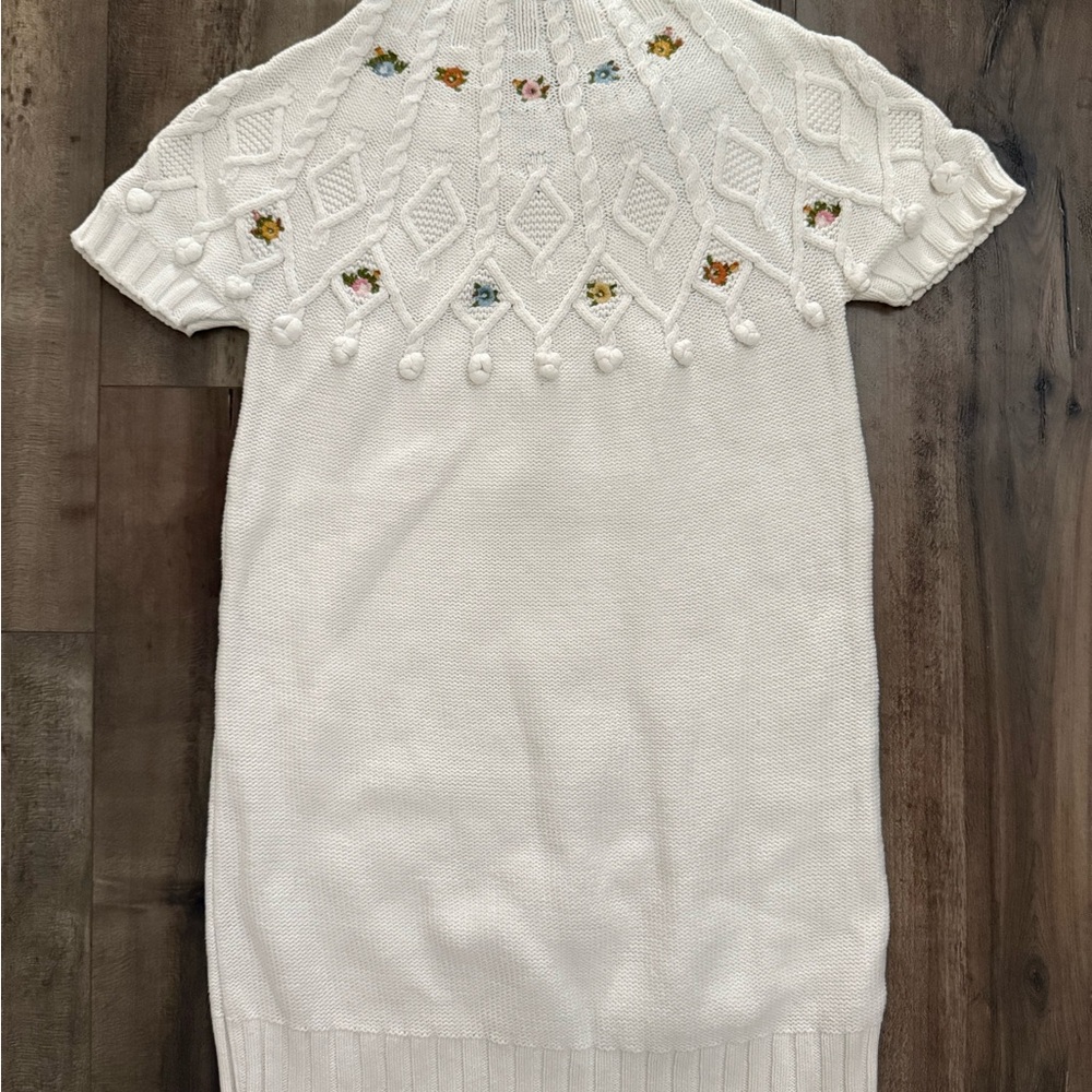 Vintage Gymboree Equestrian Club Collection Knit Sweater Dress w/ Floral Accents